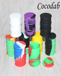 silicone oil barrel container jars dab wax oil drum shape container 26ml large silicone dry herb dabber tools FDA approved2501300