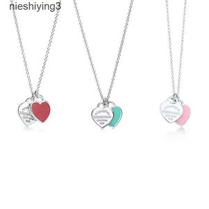 Simple S Sterling Sier Double Heart Brand Brand Drip Emamel Emale Collece Love Tavent T Home Sweater Chain 2024 Дизайнер