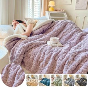 Comforters Set Thicken Lamb Wool Winter Filt Double Side Flannel Throw For Soffa Bed Office Tupplur Super Soft Warm Comforter Home Decor 231215