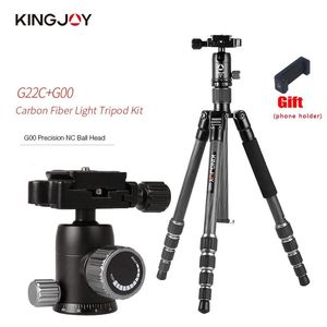 Accessori KINGJOY G22C Kit testa treppiede professionale in fibra di carbonio per treppiede per fotocamera digitale Supporto per fotocamera portatile da viaggio 143 cm max