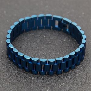 Män rostfritt stål Hip Hop Style Armband Black Blue Gold Silver Watch Chain Armband Link Fashion Punk Jewelry2593