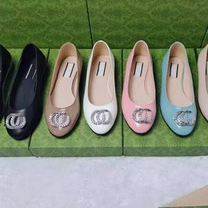 Sukienka buty designerskie buty damskie balet balet wiosna jesienna moda diamentowa płaska łódka dama skórzana leniwa mokwiny taneczne buty rozmiar 34-42 ze skórzaną podeszwą