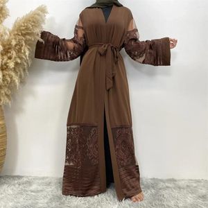 Design de roupas étnicas mulheres muçulmano quimono cardigan nida abaya dubai kaftan árabe islam longo floral hijab vestido turco eid islâmico