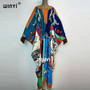 Badebekleidung WINYI Traditionelles bedrucktes Rayon WINYI Maxikleid Dashiki Afrikanische Damen-Abaya-Robe Lange Kleider für Frauen Bohemian-Kleid mit V-Ausschnitt