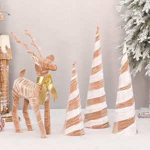 Christmas Decorations Iron Frame Cloth Winding Christmas Reindeer Spire Tree Decoration Festive Scenery Props