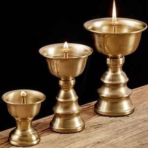 Candle Holders Buddhist Alloy Candle Cup Flower Bronze Polishing Candlestick Tibetan Tantric Wedding Lamp Holde Home Altars Desktop Decorative 231215