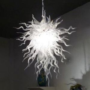 Lamp Pure White Color Hand Blown Glass Lights Crystal Chandeliers 32 Inches CE UL LED Decor Home Lamps Chandelier Lighting242P