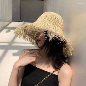 Cappelli a tesa larga da donna Nappa da spiaggia pieghevole parasole visiera berretti estivi da donna accessori moda