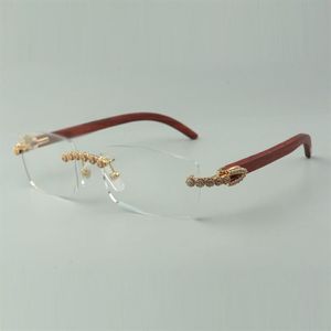 Designer bouquet diamond glasses Frames 3524012 with original wood temples for unisex size 56-36-18-135mm298G