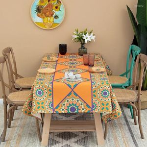 Table Cloth Cotton Linen Bohemian Tablecloth Thickened Waterproof Ethnic Print Coffee Round Eight-Immortal Cover