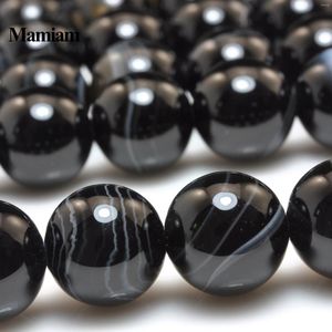 Pietre preziose sciolte Mamiam Natural A Black Stripe Agate Beads 10mm Smooth Round Stone Fai da te Bracciale Collana Creazione di gioielli o design regalo