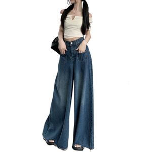 Mulheres jeans retro mulheres saco jeans outono cintura alta apertado espartilho vestido calças largas moda coreana meia manga y2k roupas de rua 231215