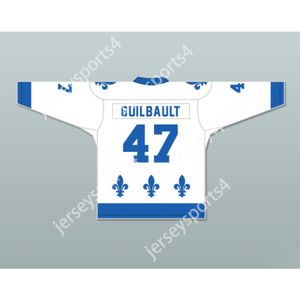 Maßgeschneidertes GILLES GUILBAULT 47 LE NATIONAL DE QUEBEC Eishockeytrikot – LANCE ET COMPTE NEU oben genäht S-M-L-XL-XXL-3XL-4XL-5XL-6XL