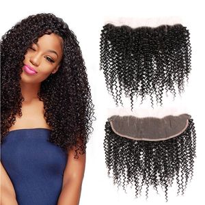 Jerry Curly Human Hair 13x4 Transparent Lace Frontals Closures Pre Plucked Natural Hairline