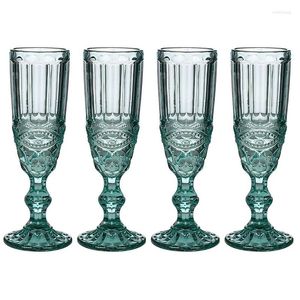 Bicchieri da vino Vintage intagliato senza piombo in vetro colorato Champagne addensato alto matrimonio tavolo da dessert vasi decorativi