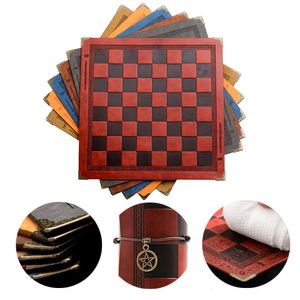 Chess Games Chess Board 9 Colors Embossed Design Leather Table Game Portable Universal Luxury Checkers Chess Intellectual Toy Gift 231215