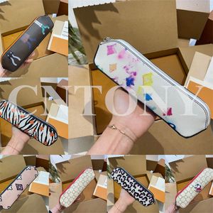 Designer Pencilfodral Solros unisex plånbok Färgglada bokstäver bärbara plånböcker Leopardblomma förvaringsväska