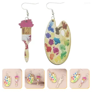 Dangle Earrings European Fashion Colorful Paint Woman Bohemian Geometric Wood Wooden Jewelry For Women