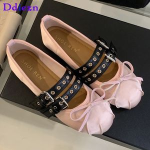 Dress Shoes Fashion Silk Women Ballet Flats Footwear Lolita Luxury Autumn Female Butterfly Knot Round Toe Ladies Dance 231216