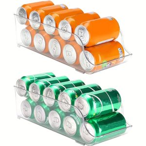 Organizzazione di stoccaggio della cucina 1pc Contenitori per organizer per frigorifero Dispenser per lattine di soda Portabevande Accessori per dispensa per alimenti in scatola in plastica trasparente 231216