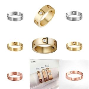 Designer Ring Titanium Steel Silver Love Ring Men and Women Rose Gold Jewelry Couples Christmas Ring Gift Party Wedding Christmas 224d