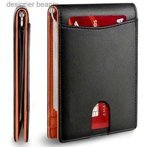 Money Clips PU Leather Slim Smart for Men with Money Credit Card Clip Mini RFID Blocking Leather Mens Thin Card Holder luxuryL231216