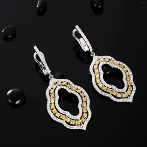 Dangle Earrings YQ2023 Fine Jewelry 18K Gold 2.302ct Yellow Diamonds Gemstones Female Drop For Women