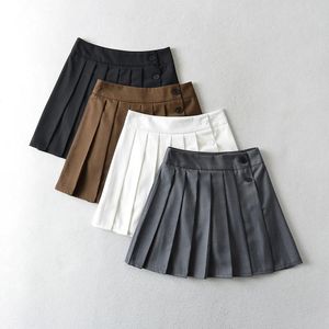 Vestidos Saias de cintura alta feminino Sexy Mini saias vintage saia plissada de tênis coreano Saias de Khahi preto branco curto com shorts