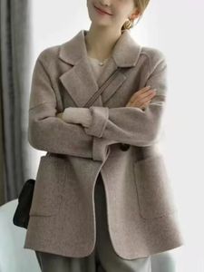 Женский Тренч из полушерсти с отложным воротником, корейская модная темпераментная женская одежда, осень 2023, куртки для женщин 231215