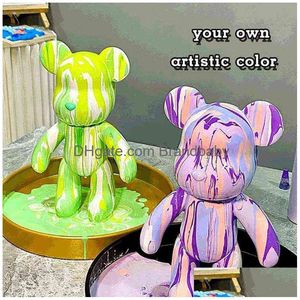 Handmade Diy Iti Fluid Bear Ornament Estátua Figura Personalidade Criativa Violenta Scpture Home Shop Decoração Presente T220730 Drop Deliver Dhbuv