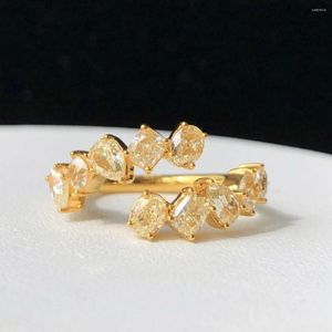 Clusterringe MQ2023 Gesamt 2,281CT gelbe Diamanten Gold Hochzeit Engagement weiblich für Frauen in Ordnung