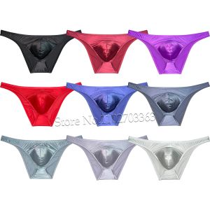 Men Sexy Shiny Bikini Briefs Shorts Enhance Pouch Cheeky Pants Flash Comfy Male Hipsters Solid Micro Trunks Jersey Sports