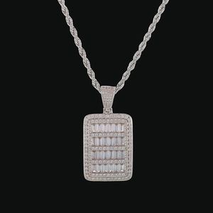 New Bling Cage Dog Tag Necklace & Pendant Men's Hip Hop Jewelry Steel Rope Chain Gold Color Full Cubic Zircon For Gift3179