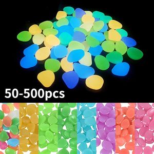 Garden Decorations 50500pcs Decoration Pebbles Luminous Stone Glow In Dark Decorative Outdoor Fish Tank Aquarium Yard 231216