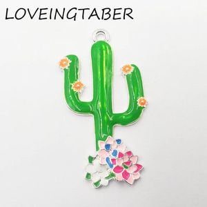 Pendenti Più nuovo 45mm * 26mm 10 pz / lotto Ciondolo Cactus in smalto completo per la creazione di gioielli di moda