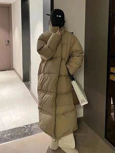 Piumino da donna Parka coreano spesso solido giacca lunga donna couverture colletto cappotto manica ampia inverno cerniera femminile vestiti casual caldi 231215