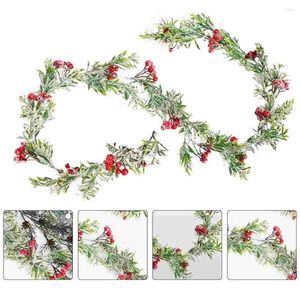 Decorative Flowers Front Door Wreath Christmas Rattan Berry Vine Ornament Home Hanging Pendant Red Fruits