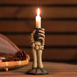 Candle Holders Gothic Ghost Holding Candlestick Halloween Theme Decoration Prop Skeleton Long Rod Candle Base 231215