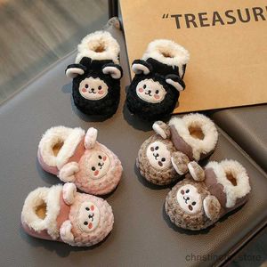 Slipper New Girls Casual Shoes Winter Sheep Cartoon Warm Kids Shoes Baby Boys Shoes Toes Wrapped Breatheable Korean Children Slipper R231216