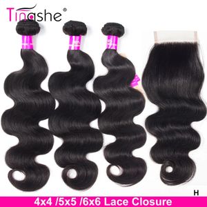 Synthetic Wigs Tinashe Hair Body Wave Bundles with Closure 5x5 6x6 and Strap Remy Brazilian Braided 3 M 231215