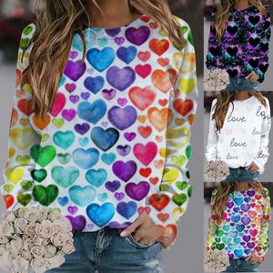 Women's Hoodies Fashionable Round Neck Casual Valentine's Day Love Print Long Ladies Hooded Sweatshirts With Zipper