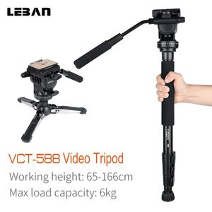 Accessori YUNTENG VCT588 Monopiede telescopico allungabile con base di supporto per treppiede rimovibile Testa fluida per videocamera DSLR