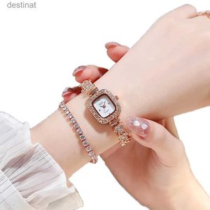 여자 시계 로즈 골드 크리스탈 팔찌 여성 시계 럭셔리 패션 스테인리스 스틸 레이디스 쿼츠 손목 시계 2021 간단한 작은 여자 클록 231216