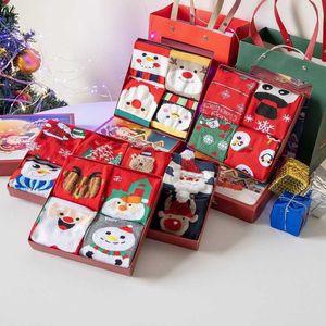 Мужские носки, рождественские чулки, подарочная коробка на осень и зиму, новые милые трехмерные чулки с героями мультфильмов, детские средние красные рождественские чулки