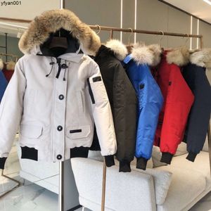 Designer Canadian Mens Pilot Down Jacket Real Wolf Fur Hooded Canvas Parkas Letter Warm Thick Outwear Women Winter Gooses Down 66ru