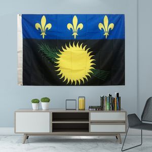 Fransa Guadeloupe (yerel) 3ft x 5ft 90*150cm grafik özel baskılı asılı afiş polyester şaft kapak gromets