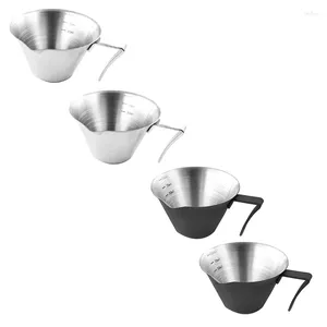 Measuring Tools Stainless Steel Espresso Pouring Cup With Handle 2 Pack Double S Cups Silver