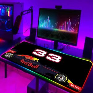 Mouse Pads Wrist Rests Xxl Gaming RGB Mouse Pad F1 Racer 33 Number Deskmat LED Mousepad Gamer Laptop Accessories Desk Protector Keyboard Mat Anime Mats J231215