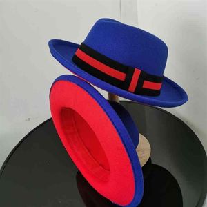 Fedora Fedora bicolore per nero fondo rosso feltro bombetta jazz perfomance wo e cappello da chiesa da uomo341e