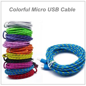 Nylon trançado micro V8 cabos USB linha de dados carregador cabo de carregamento para Samsung Xiaomi Android celular sem pacote